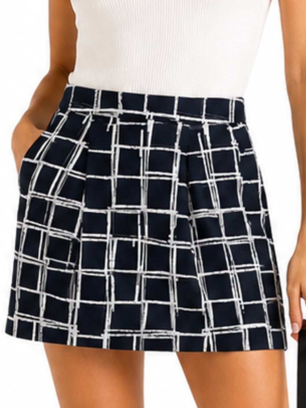 Gap Mini Skirt Black White Check Preppy Size 4